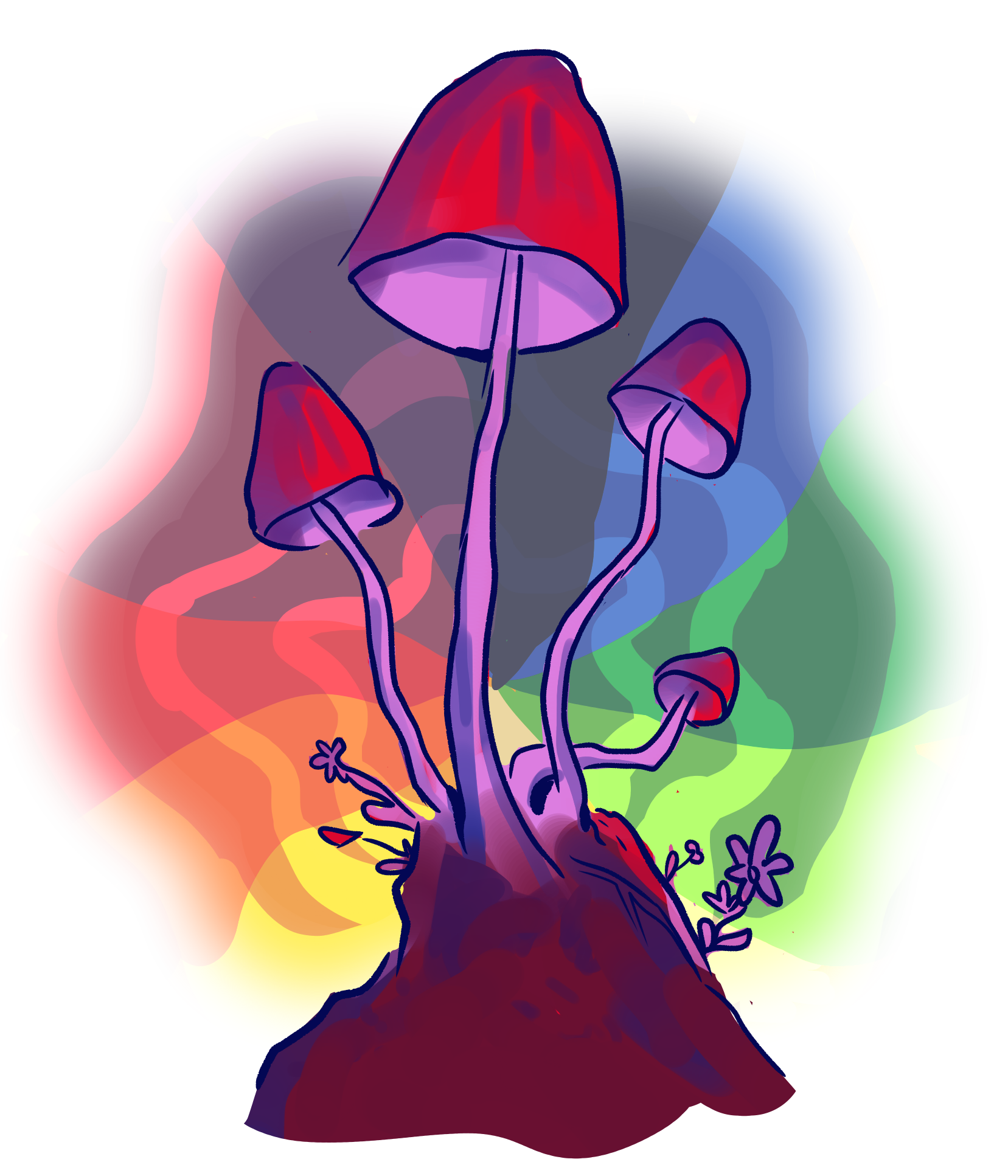 rainbow colorful shroomz drawing
